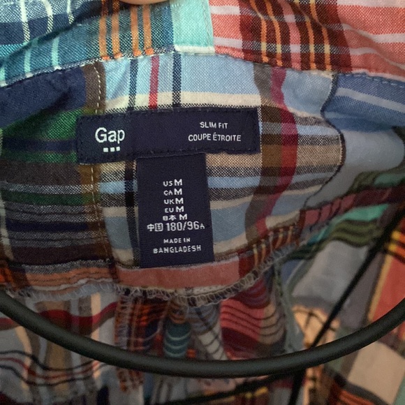 Men’s GAP slim fit patchwork plaid button down shirt - Picture 4 of 4